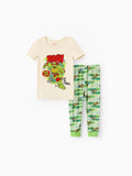 Ensemble pyjama 2 pièces en bambou ajusté Tortues Ninja pour tout-petit/enfant garçon, abricot