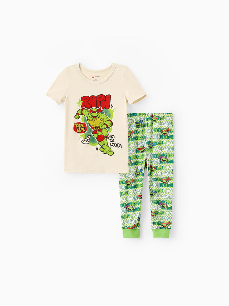 Ensemble pyjama 2 pièces en bambou ajusté Tortues Ninja pour tout-petit/enfant garçon, abricot