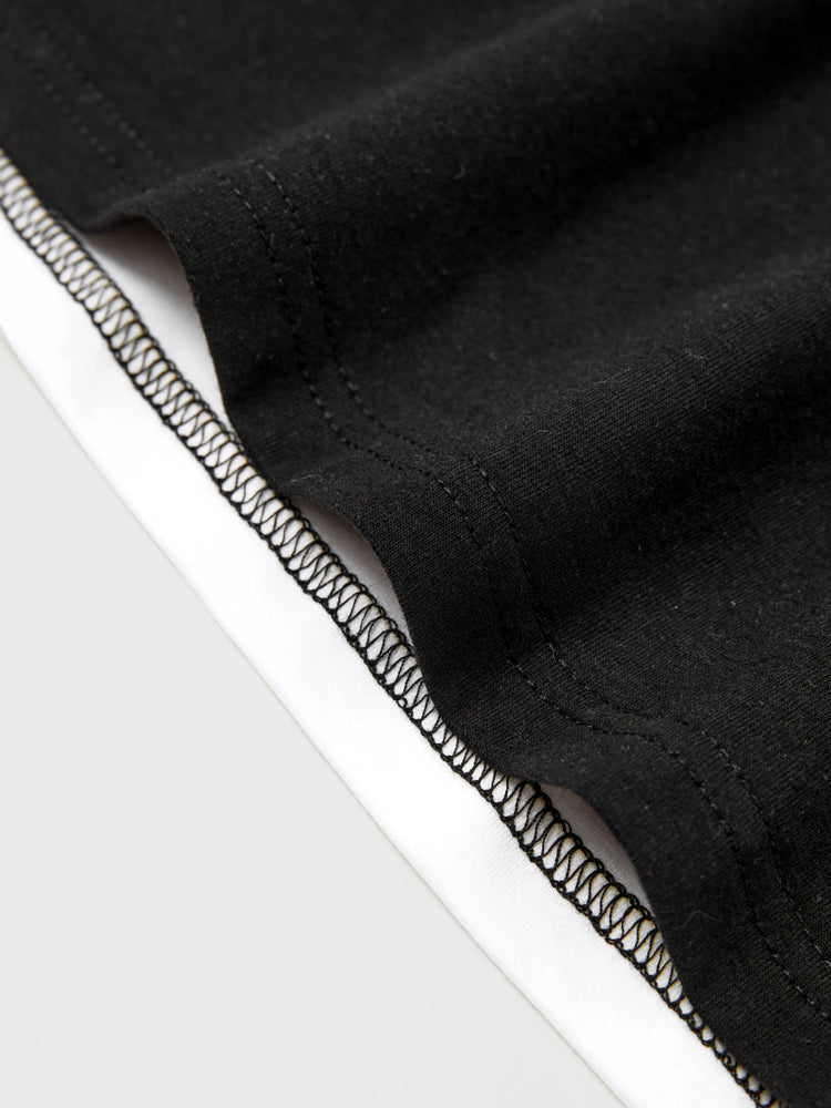 Family Matching Cotton Set Black and White Stripe T-shirt or Strap Bodycon Dress Black+White