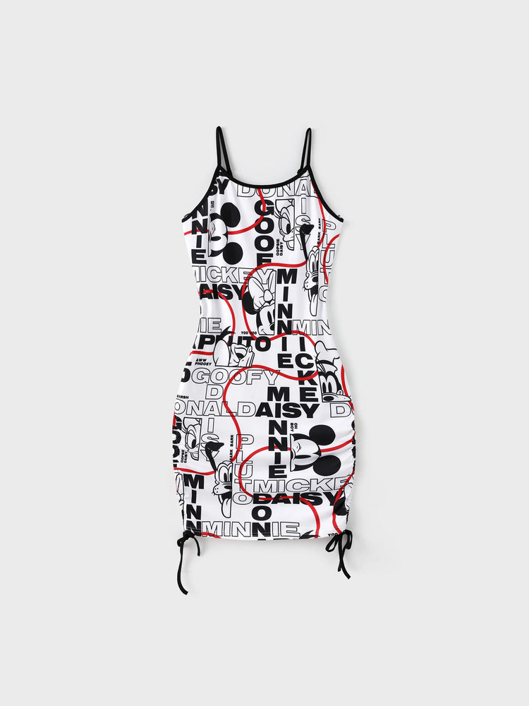 Robe/T-shirt/Combinaison Décontractée Assortie Famille Disney Mickey et ses Amis Graffiti Noir