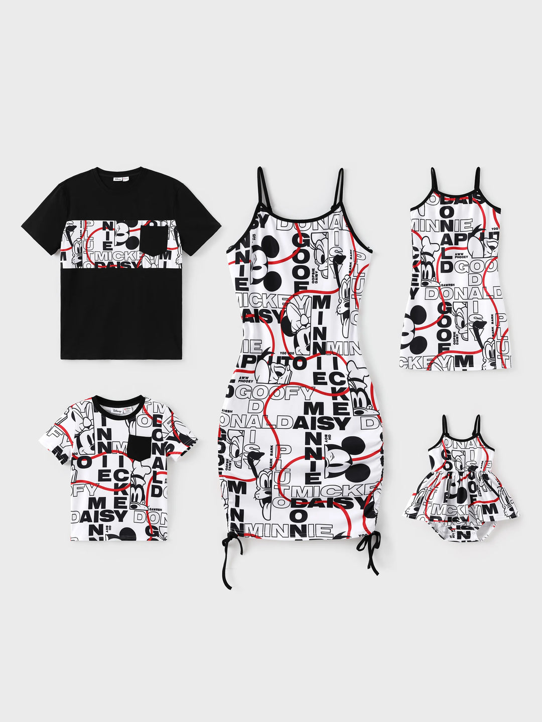 Disney Mickey and Friends Daddy & Son Graffiti Casual T-shirt Black