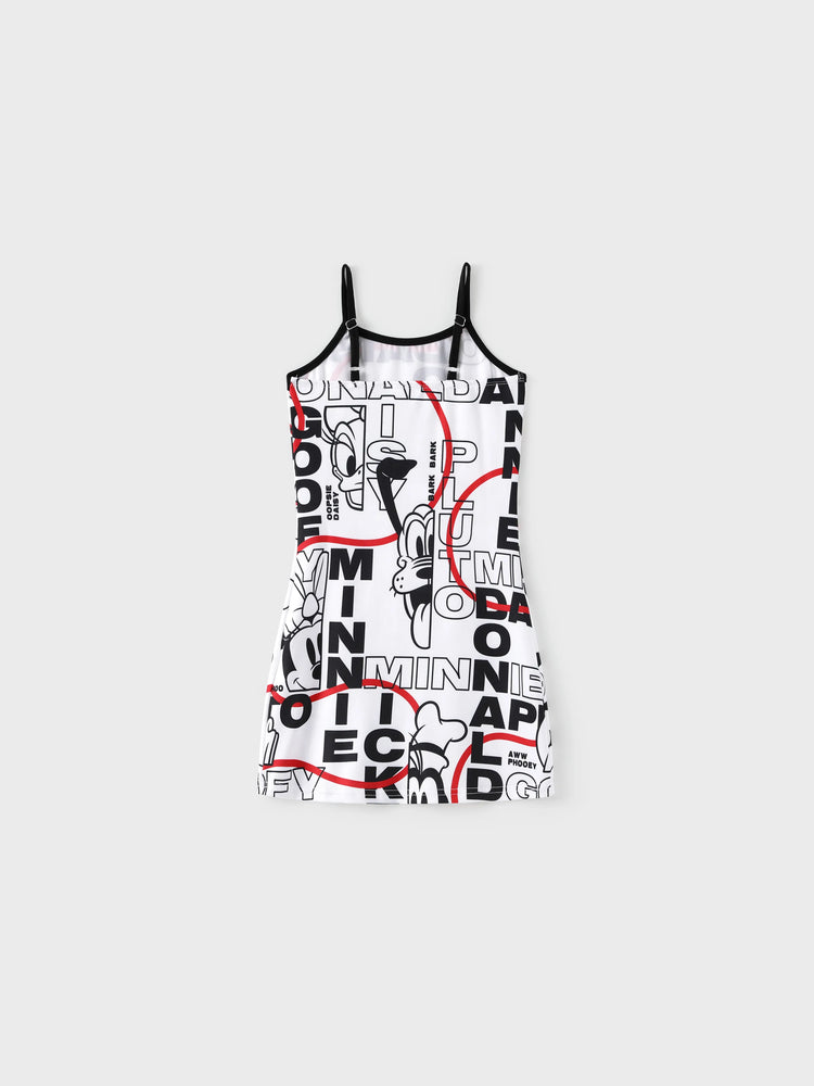 Robe/T-shirt/Combinaison Décontractée Assortie Famille Disney Mickey et ses Amis Graffiti Noir