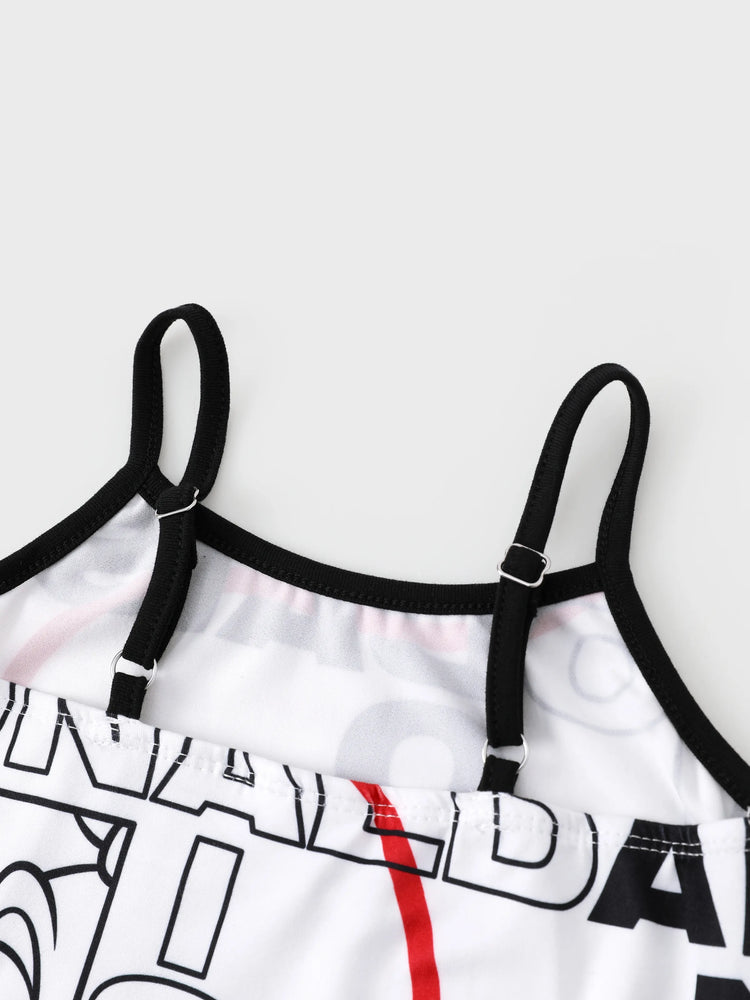 Robe/T-shirt/Combinaison Décontractée Assortie Famille Disney Mickey et ses Amis Graffiti Noir