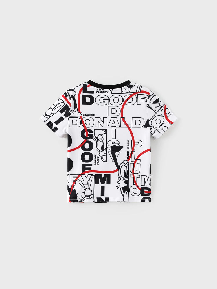 Robe/T-shirt/Combinaison Décontractée Assortie Famille Disney Mickey et ses Amis Graffiti Noir