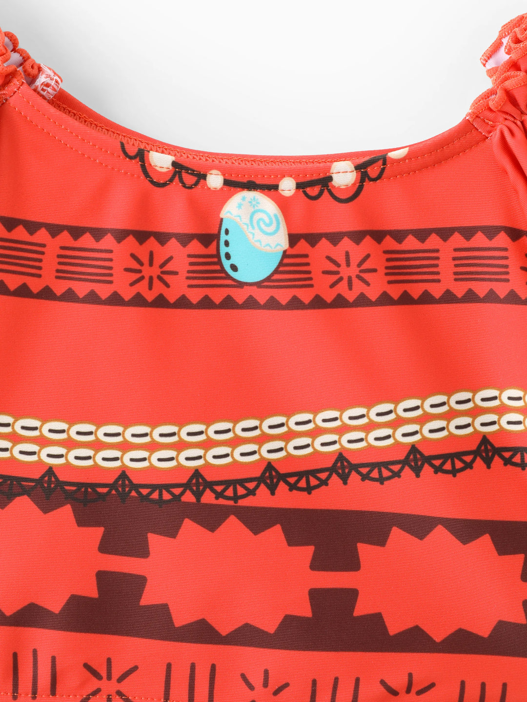 Maillot de bain 2 pièces princesse Disney Moana pour petite fille, haut à manches bouffantes et jupe UPF 50+, orange et rouge