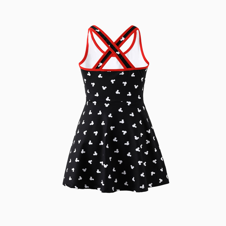 Disney Mickey and Friends Mommy and Me Family matching 1pc Mickey Mouse Allover Print Sporty Dress/Cotton Top /RomperExpression Casual Suits Family Set 3pcs Cotton Unisex Black