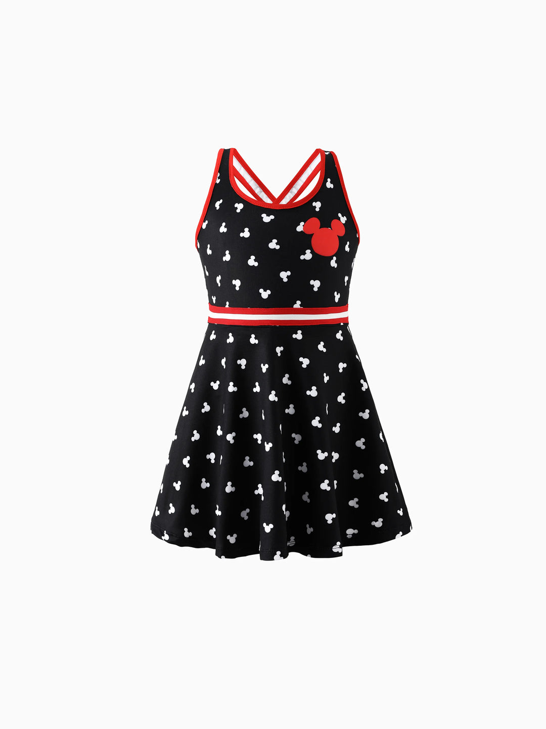 Disney Mickey & Friends Toddler/Kid Girl Sporty Dress with Built-in Shorts & Pockets – Breathable Park Outfit, Allover Print