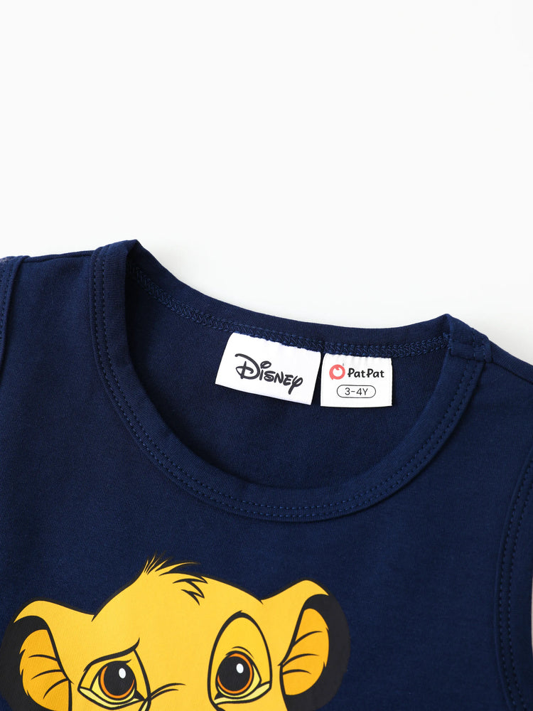 Disney Lion King Mommy & me Simba Palm Leaf Pattern Colorblock Dress/Romper Dark Blue