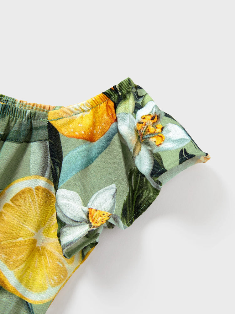 Matching Family Outfits ??¨¬C Lemon Print Hawaiian Shirts & Summer Dresses ??¨¬C Tropical Vacation Clothes for Men, Women & Kids Green