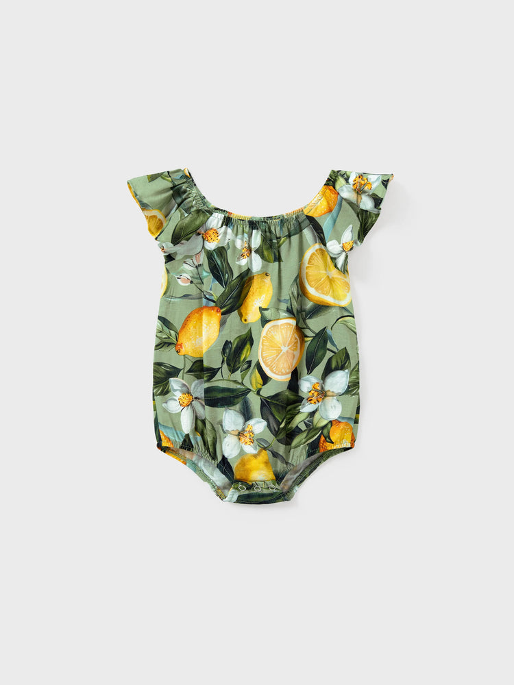 Matching Family Outfits ??¨¬C Lemon Print Hawaiian Shirts & Summer Dresses ??¨¬C Tropical Vacation Clothes for Men, Women & Kids Green