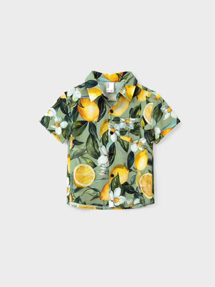 Matching Family Outfits ??¨¬C Lemon Print Hawaiian Shirts & Summer Dresses ??¨¬C Tropical Vacation Clothes for Men, Women & Kids Green