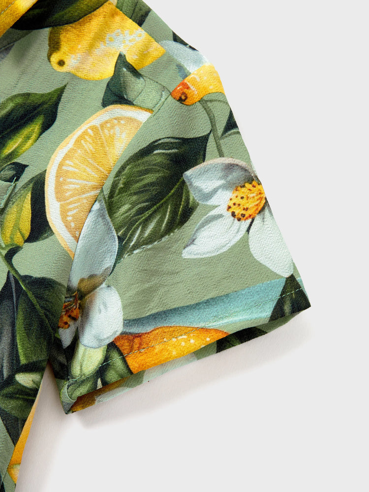 Matching Family Outfits ??¨¬C Lemon Print Hawaiian Shirts & Summer Dresses ??¨¬C Tropical Vacation Clothes for Men, Women & Kids Green