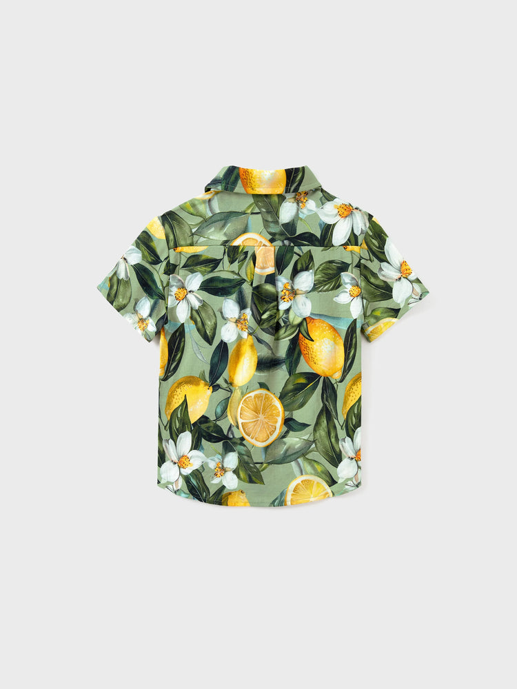 Daddy & Son Outfits – Lemon Print Hawaiian Shirts  – Tropical Vacation Clothes for Men & Kids Green