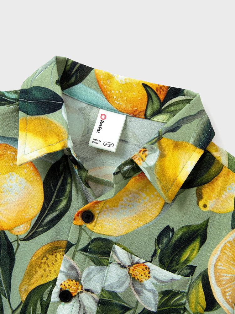 Matching Family Outfits ??¨¬C Lemon Print Hawaiian Shirts & Summer Dresses ??¨¬C Tropical Vacation Clothes for Men, Women & Kids Green