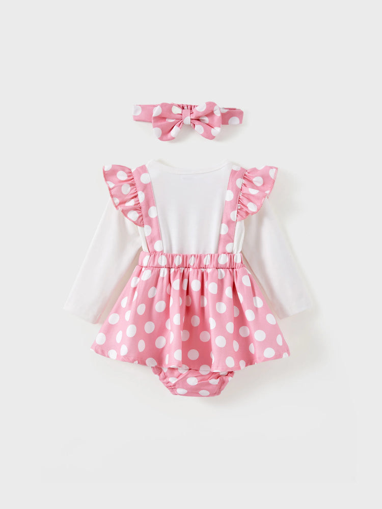 Baby Girl Rabbit Pattern Ruffle Long Sleeve Romper Pink