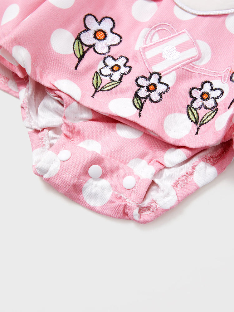 Baby Girl Rabbit Pattern Ruffle Long Sleeve Romper Pink