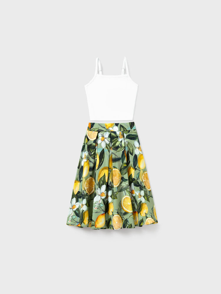 Mommy & me Outfits – Lemon Print Hawaiian Summer Dresses – Tropical Vacation Clothes for Men, Women & Kids Green