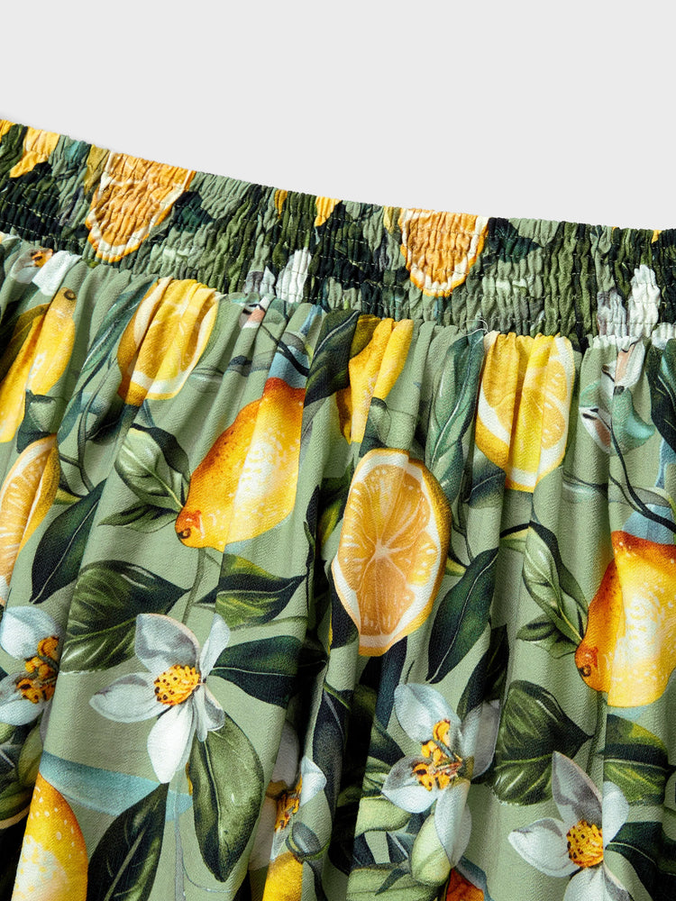 Matching Family Outfits ??¨¬C Lemon Print Hawaiian Shirts & Summer Dresses ??¨¬C Tropical Vacation Clothes for Men, Women & Kids Green