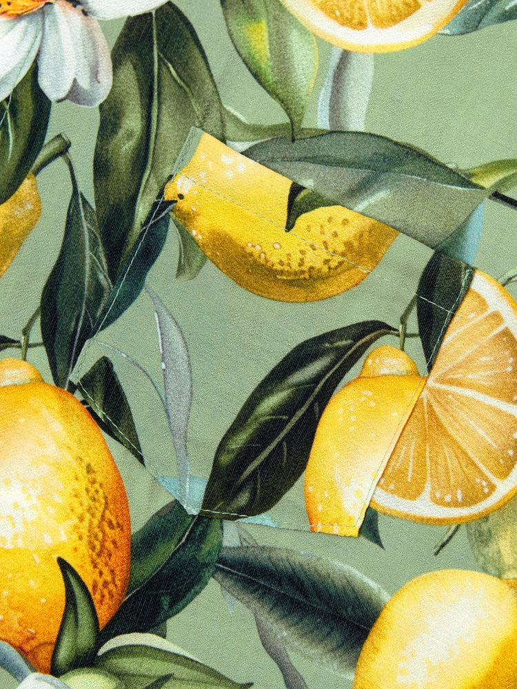 Daddy & Daughter Outfits – Lemon Print Hawaiian Shirts & Summer Dresses – Tropical Vacation Clothes for Men, Women & Kids Green