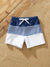 Toddler Boy Stripe Swim trunks - Tight Fit Polyester Spandex Matching Outfits Dark Blue+white