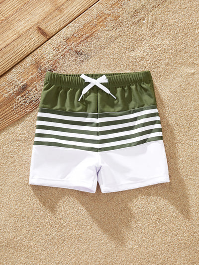 Toddler Boy Colorblock Stripe Swim Trunks Army green