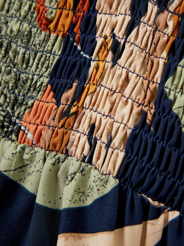 Family Matching Tropical Floral Print Smocked Top Strap Wide-Leg Jumpsuits for Mommy and Me Deep Blue