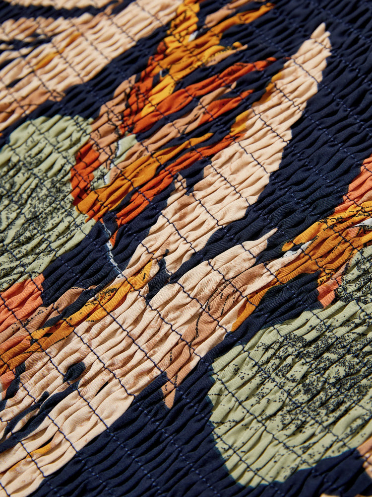 Family Matching Tropical Floral Print Smocked Top Strap Wide-Leg Jumpsuits for Mommy and Me Deep Blue