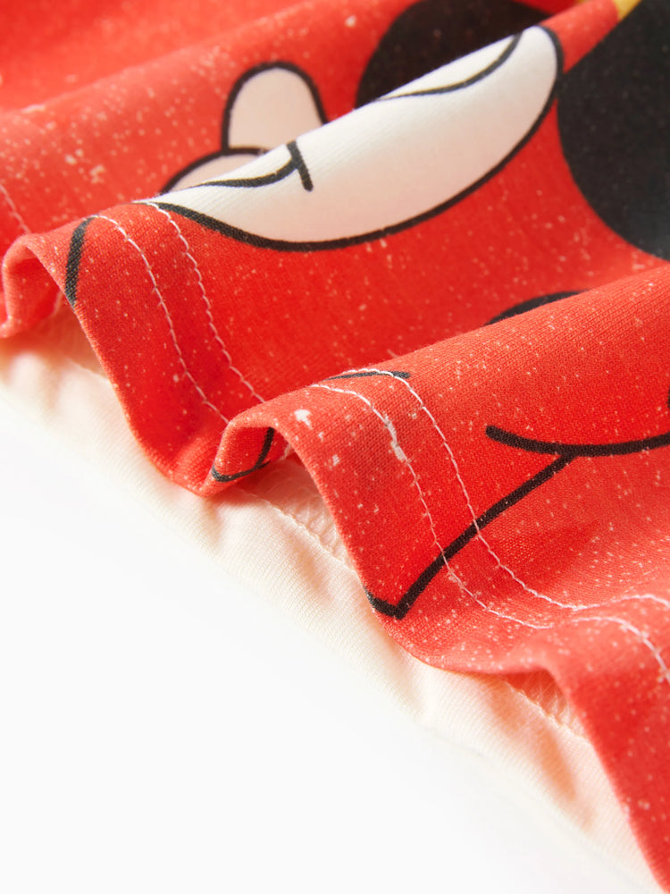 Disney Mickey and Friends Family Passendes kurzärmeliges Oberteil/Strampler mit Vintage-Streifendruck Cremeweiß