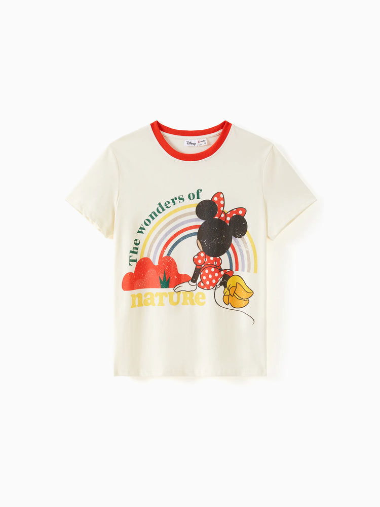 Disney Mickey and Friends Family Passendes kurzärmeliges Oberteil/Strampler mit Vintage-Streifendruck Cremeweiß