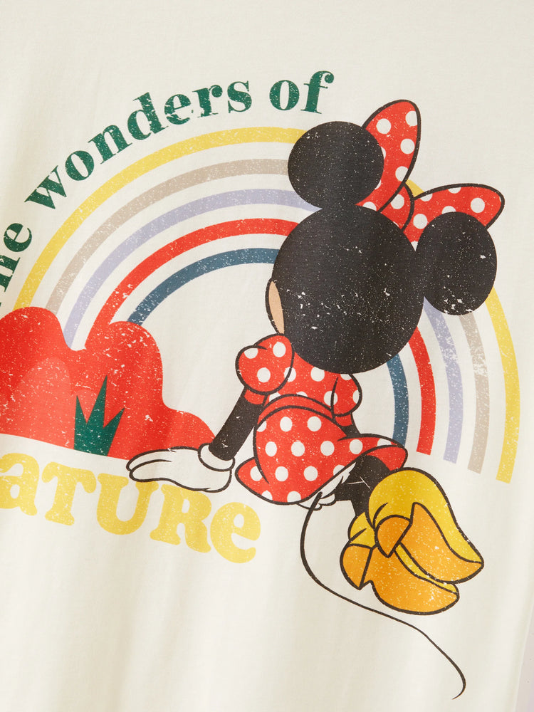 Disney Mickey and Friends Family Passendes kurzärmeliges Oberteil/Strampler mit Vintage-Streifendruck Cremeweiß