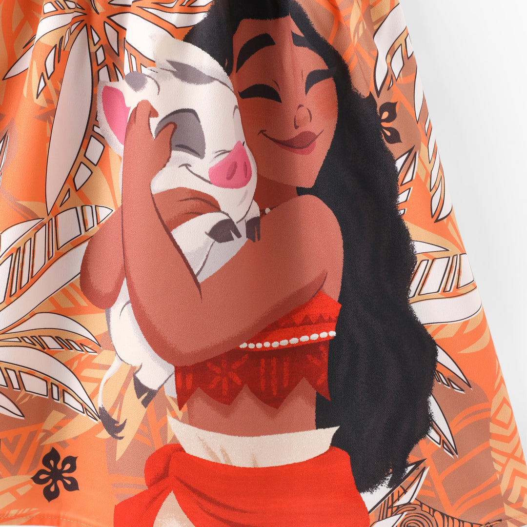 Robe/chemise assortie sans manches en crochet tropical à motif feuilles de palmiers Moana de Disney Princess Family, jaune