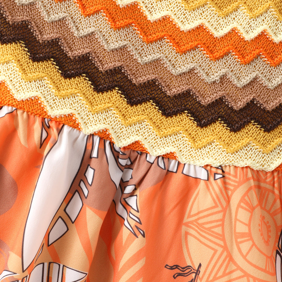 Robe/chemise assortie sans manches en crochet tropical à motif feuilles de palmiers Moana de Disney Princess Family, jaune