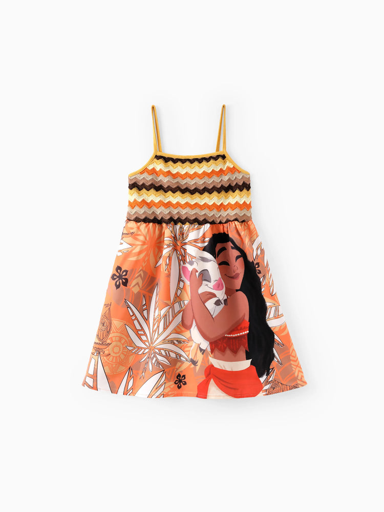 Robe/chemise assortie sans manches en crochet tropical à motif feuilles de palmiers Moana de Disney Princess Family, jaune