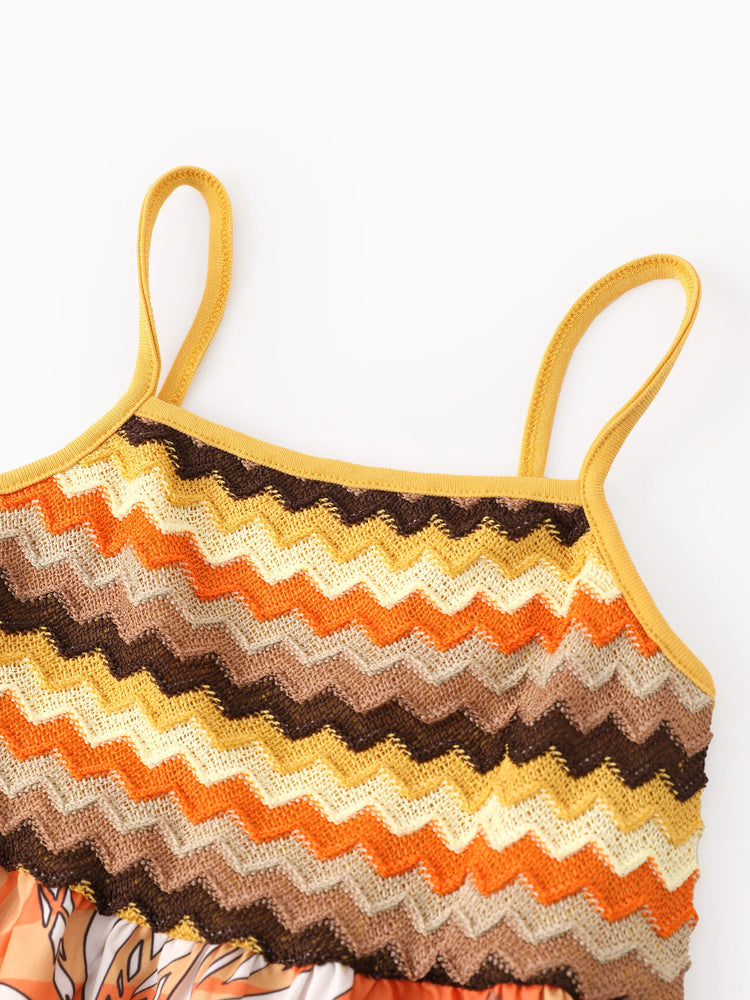 Robe/chemise assortie sans manches en crochet tropical à motif feuilles de palmiers Moana de Disney Princess Family, jaune