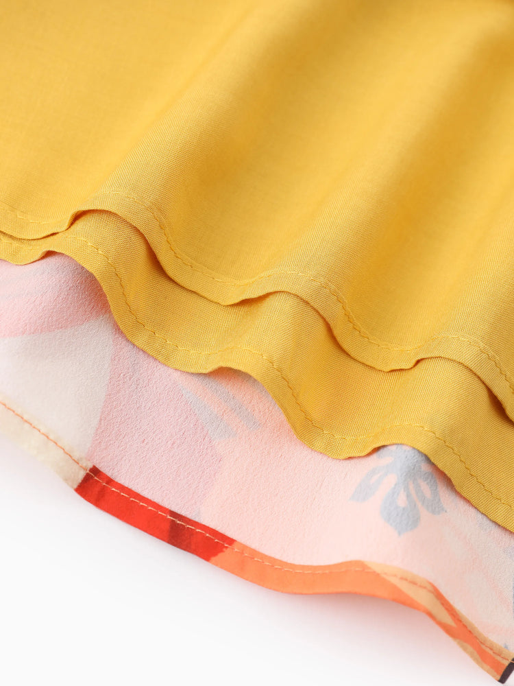 Disney Princess Daddy & Daughter Moana Palm Leaf Tropical Crochet Sleeveless Dress/Shirt Yellow