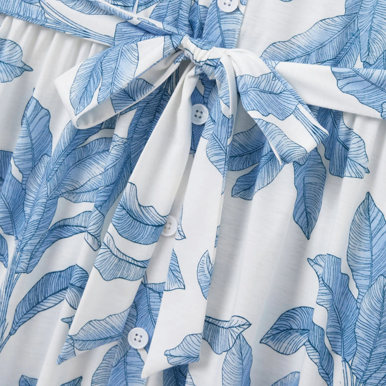 Casual Broken Flower Family Matching Suits Unisex Light Blue