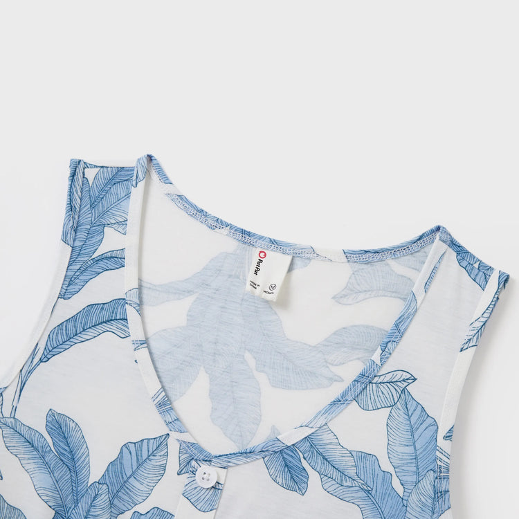 Casual Broken Flower Family Matching Suits Unisex Light Blue