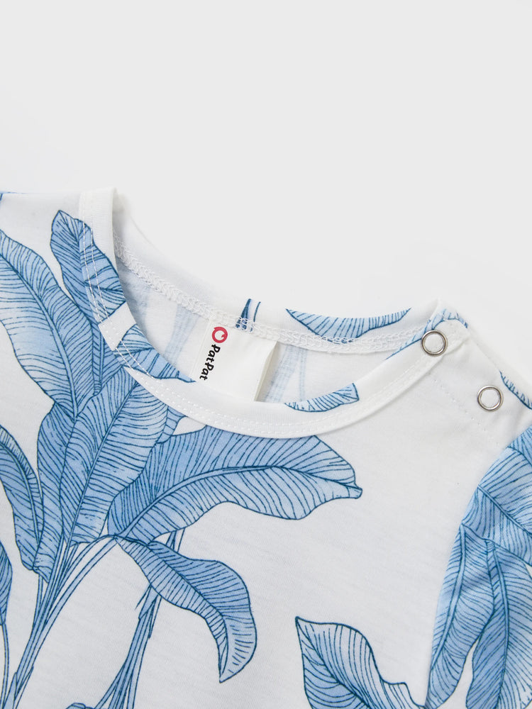 Casual Broken Flower Family Matching Suits Unisex Light Blue