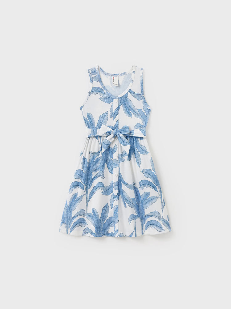 Casual Broken Flower Family Matching Suits Unisex Light Blue