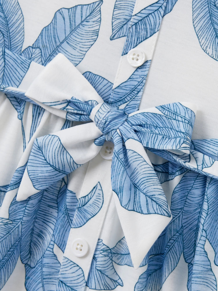 Casual Broken Flower Family Matching Suits Unisex Light Blue