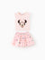 Disney Mickey and Friends Toddler Girl 2pcs Minnie Mouse Ruffle-sleeve Top and Polka dots Mesh Skirt Set Light Pink