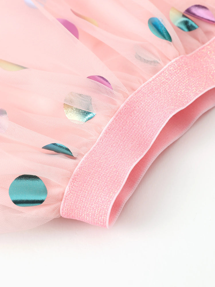 Ensemble 2 pièces Disney Mickey et ses amis pour petite fille, haut à manches volantées et jupe en maille à pois Minnie Mouse, rose clair