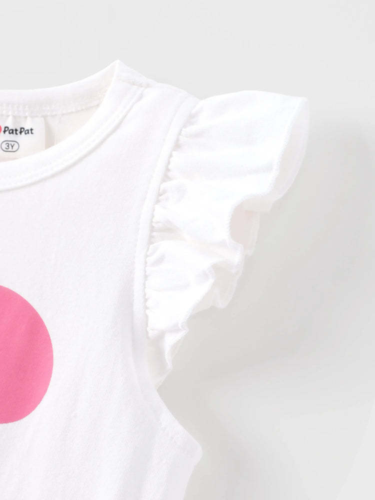 Disney Mickey and Friends Toddler Girl 2pcs Minnie Mouse Ruffle-sleeve Top And Naia™ Floral/Leopard Print Pants Set White