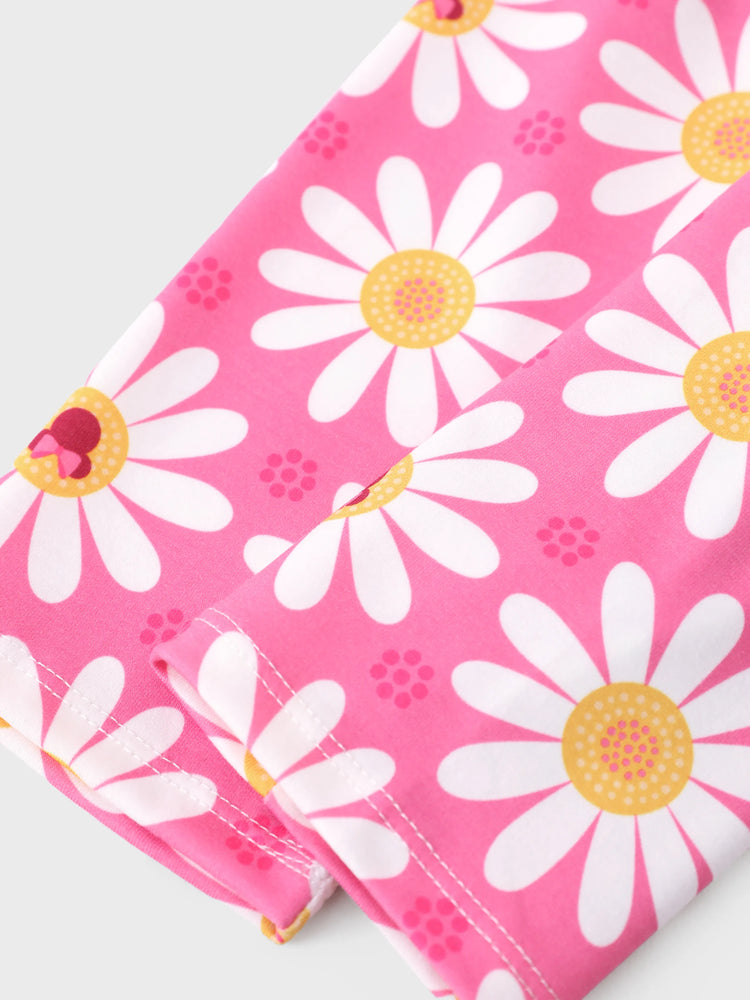 Disney Mickey and Friends Toddler Girl 2pcs Minnie Mouse Ruffle-sleeve Top And Naia™ Floral/Leopard Print Pants Set White