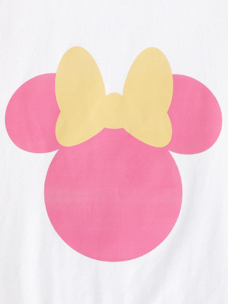 Disney Mickey and Friends Toddler Girl 2pcs Minnie Mouse Ruffle-sleeve Top And Naia™ Floral/Leopard Print Pants Set White