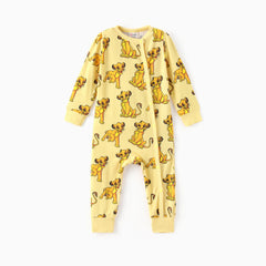 Disney Lion King Baby Boy Bamboo Simba Leopard Print Jumpsuit Yellow