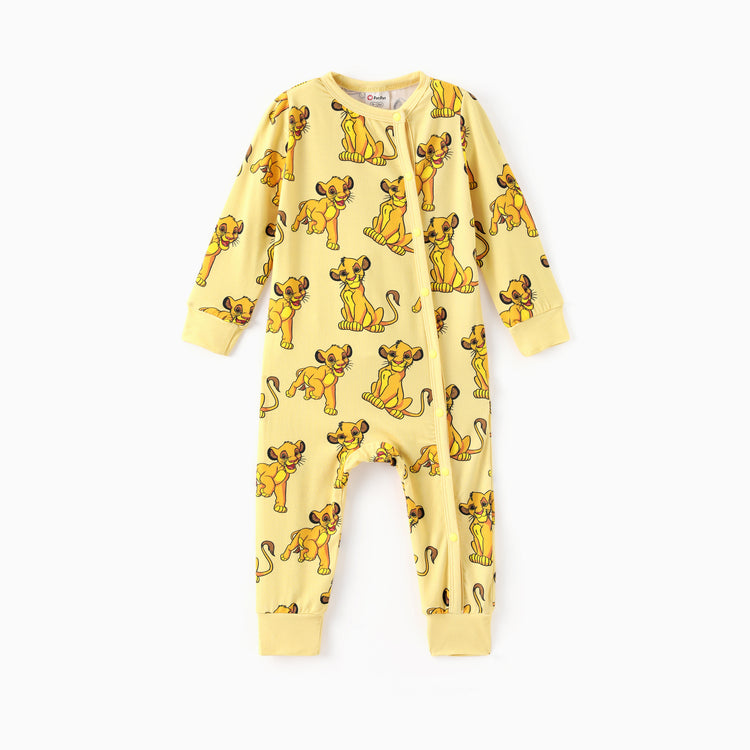 Disney Lion King Baby Boy Bamboo Simba Leopard Print Jumpsuit Yellow