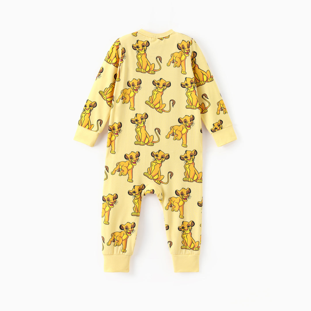 Disney Lion King Baby Boy Bamboo Simba Leopard Print Jumpsuit Yellow