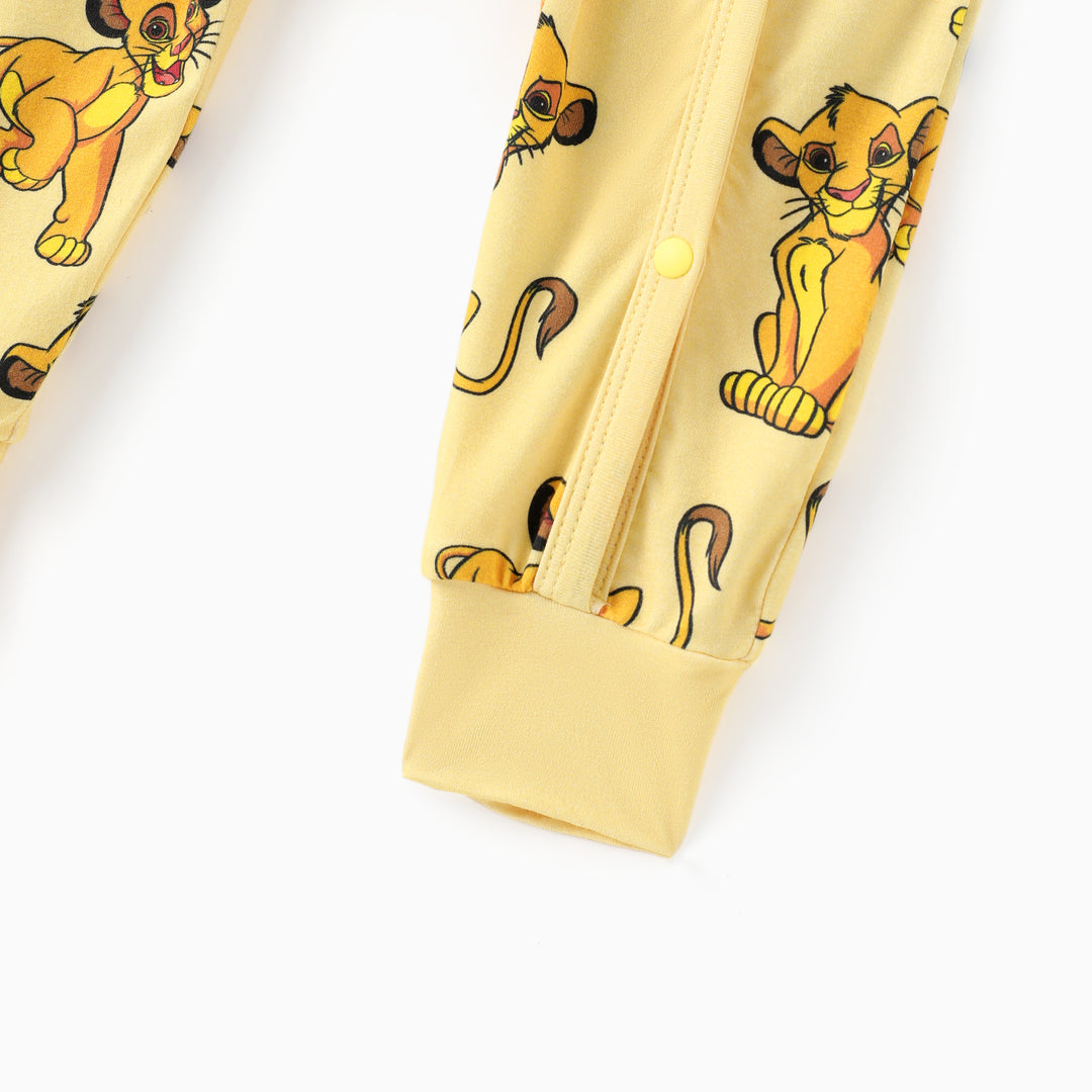 Disney Lion King Baby Boy Bamboo Simba Leopard Print Jumpsuit Yellow