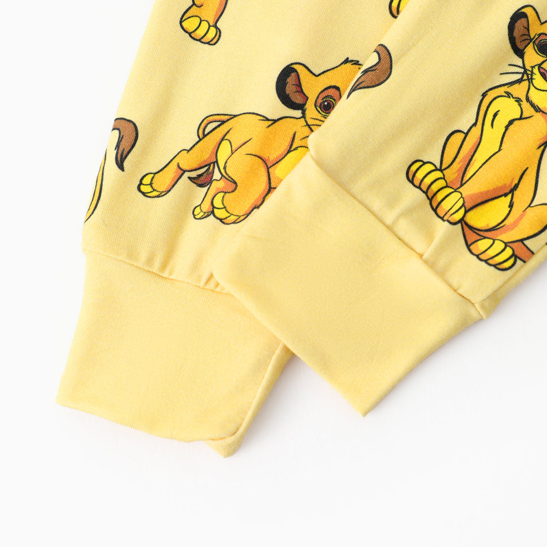 Disney Lion King Baby Boy Bamboo Simba Leopard Print Jumpsuit Yellow